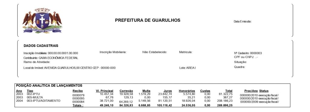 Extrato de Débitos IPTU na Prefeitura de Guarulhos